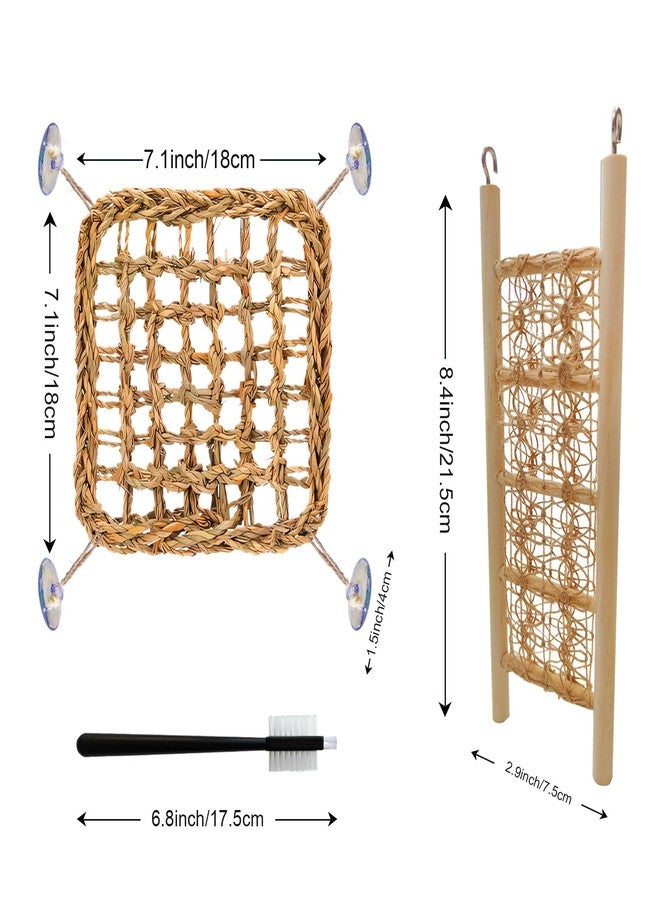 FEXICHUJI Hermit Crab Climbing Toys Set - Seagrass Hammock and Reptile Climbing Ladder with Small Brush, Hermit Crab Accessories for Tank and Aquarium Decoration - Image 5
